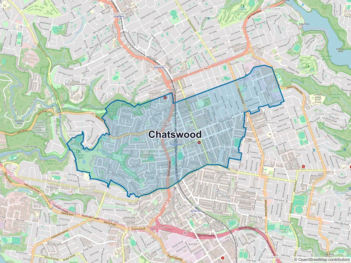 Map of Chatswood, NSW, Australia