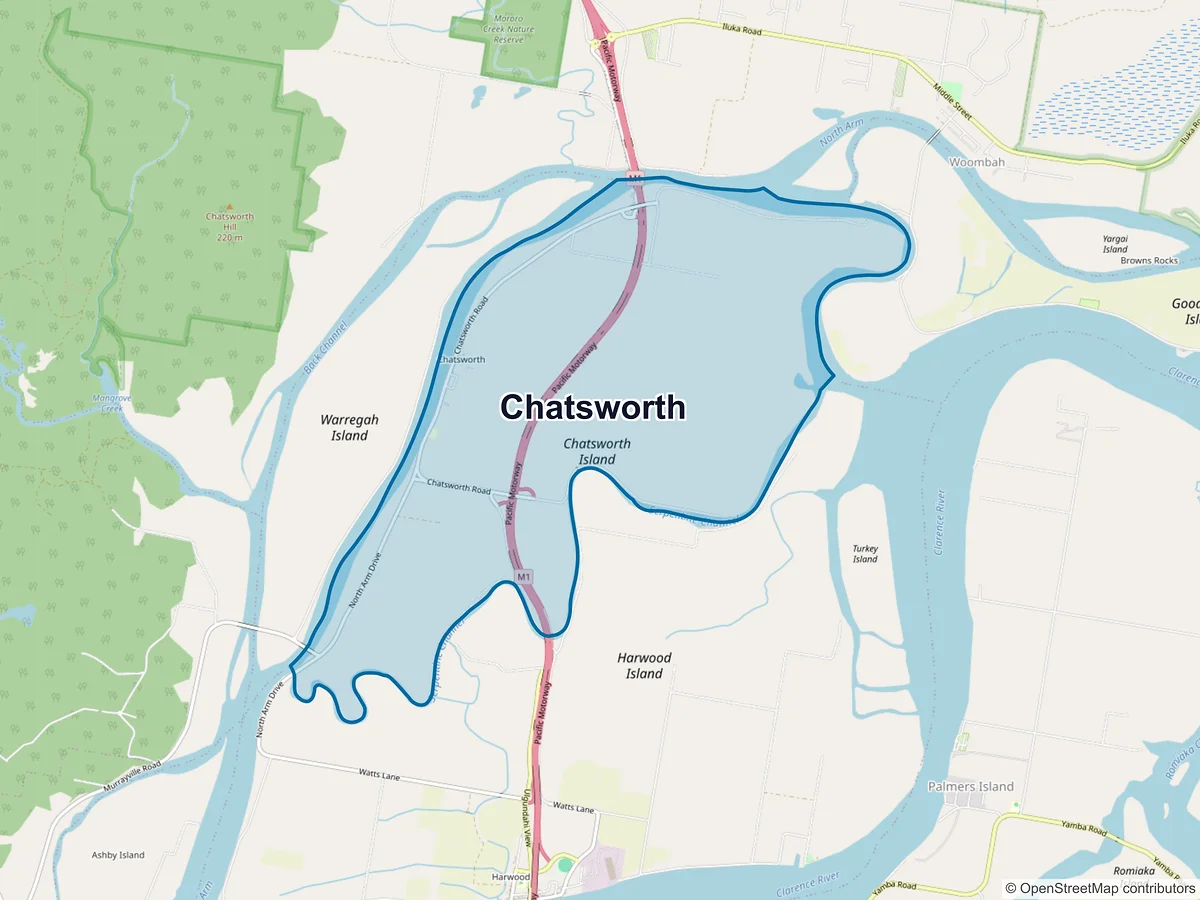 Map of Chatsworth, NSW, Australia