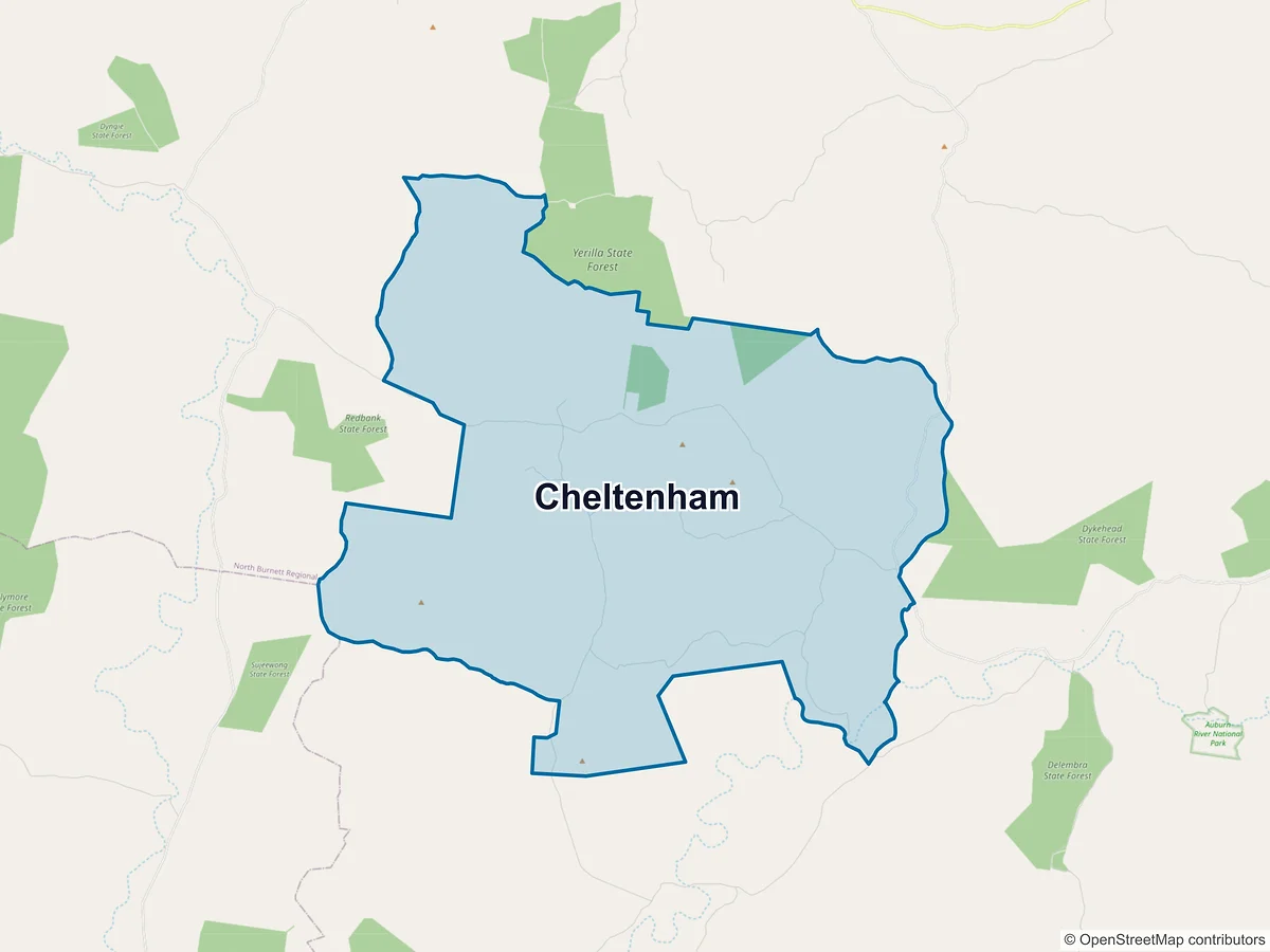 Map of Cheltenham, QLD, Australia