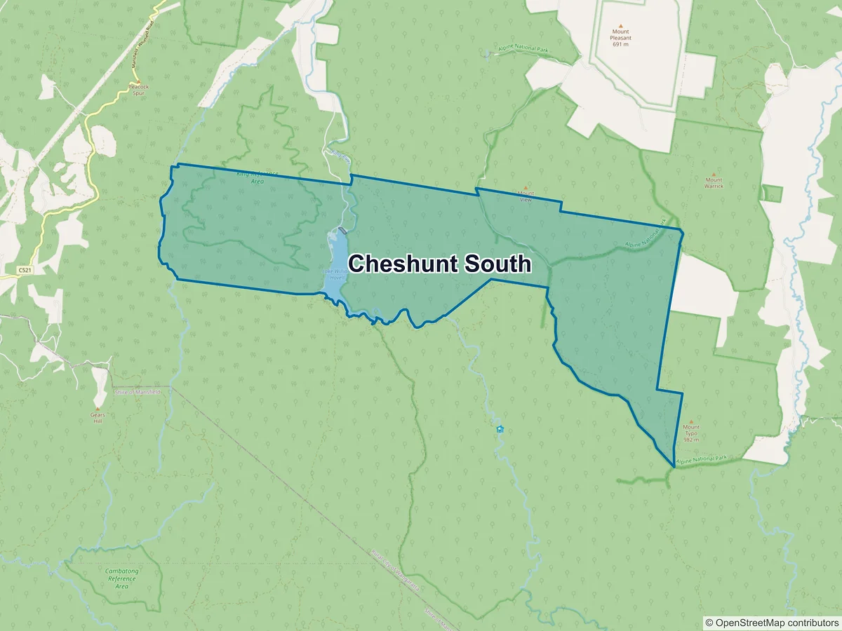 Map of Cheshunt South, VIC, Australia