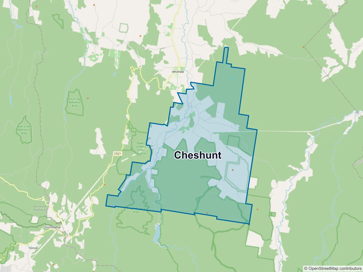 Map of Cheshunt, VIC, Australia