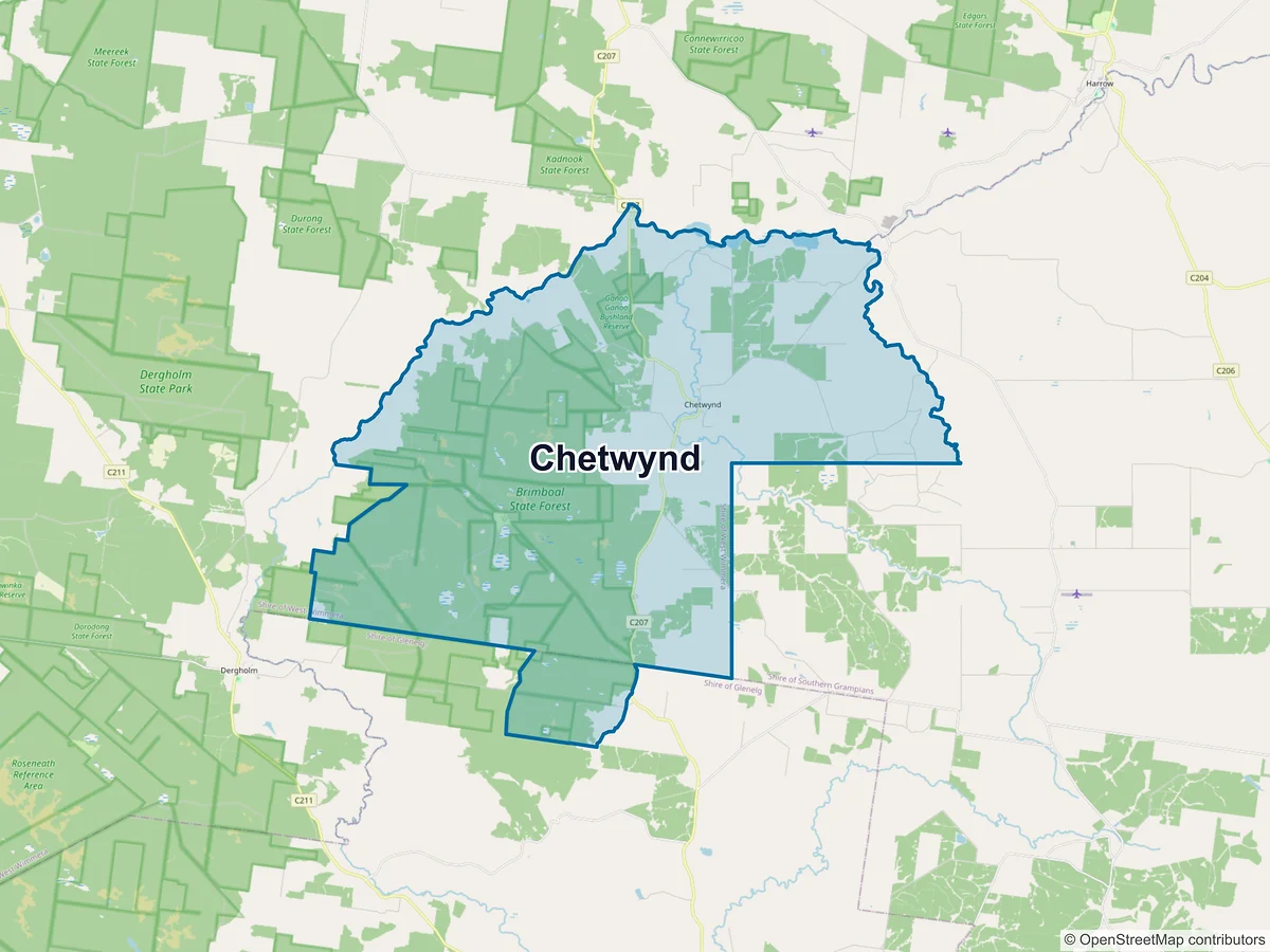 Map of Chetwynd, VIC, Australia