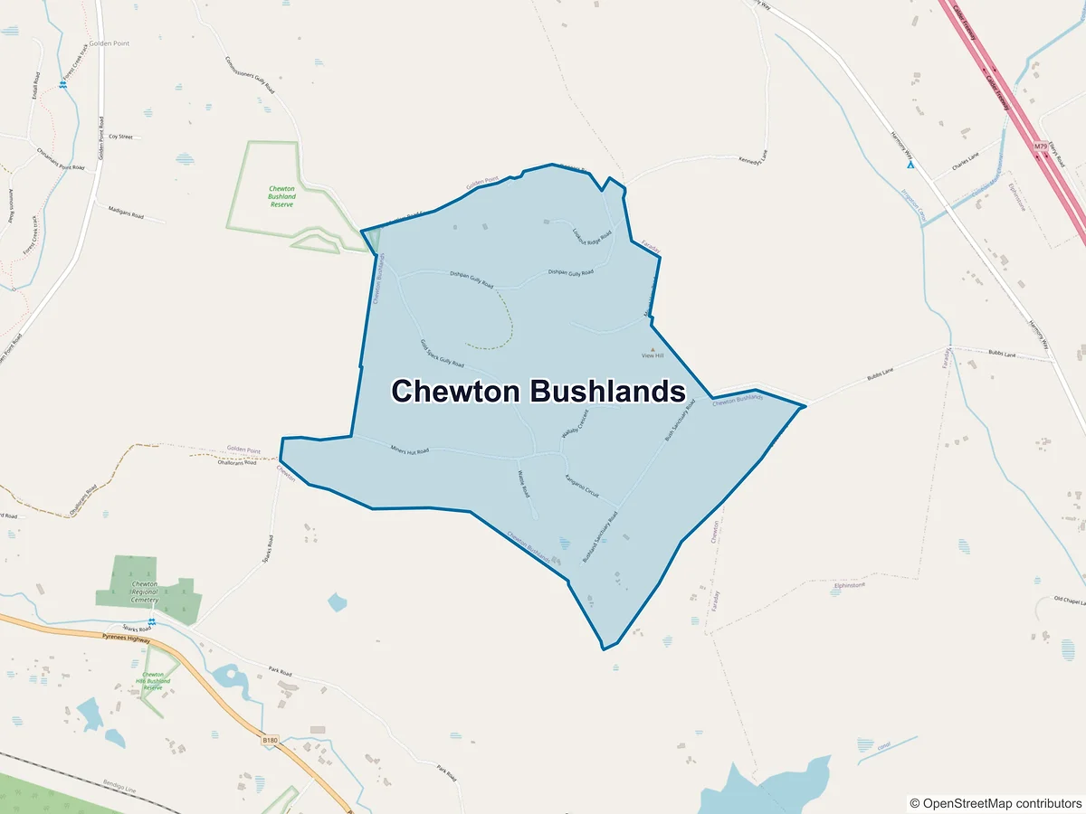 Map of Chewton Bushlands, VIC, Australia