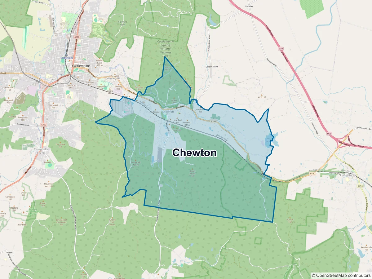 Map of Chewton, VIC, Australia