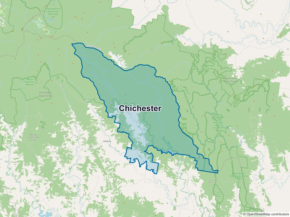 Map of Chichester, NSW, Australia