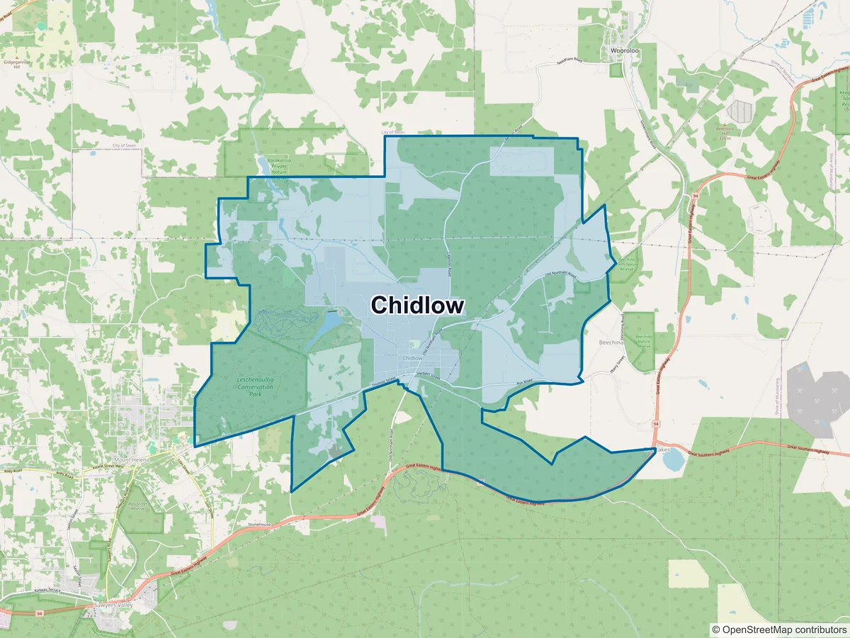 Map of Chidlow, WA, Australia
