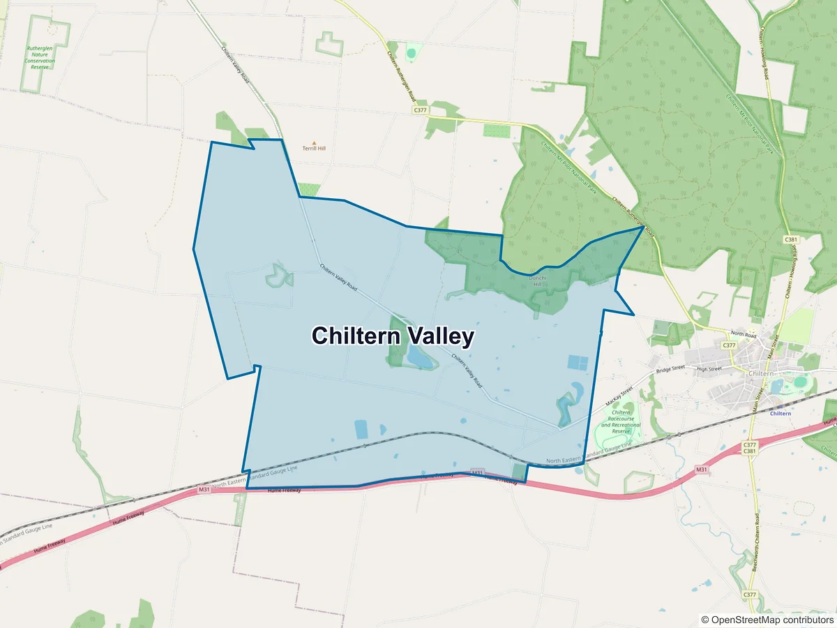 Map of Chiltern Valley, VIC, Australia