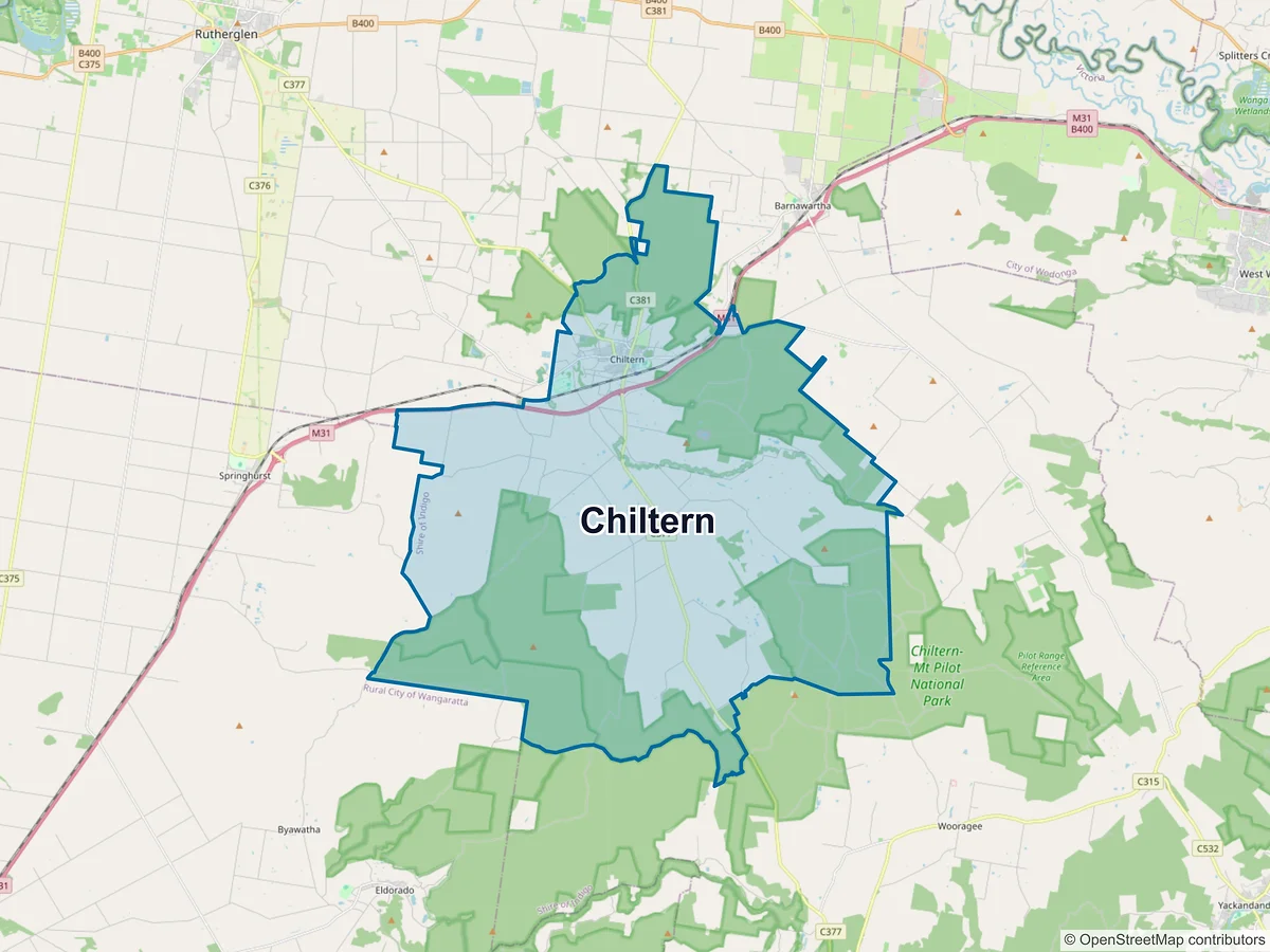 Map of Chiltern, VIC, Australia