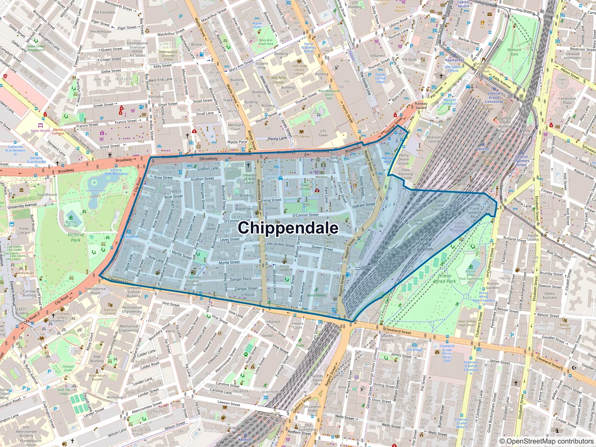 Map of Chippendale, NSW, Australia