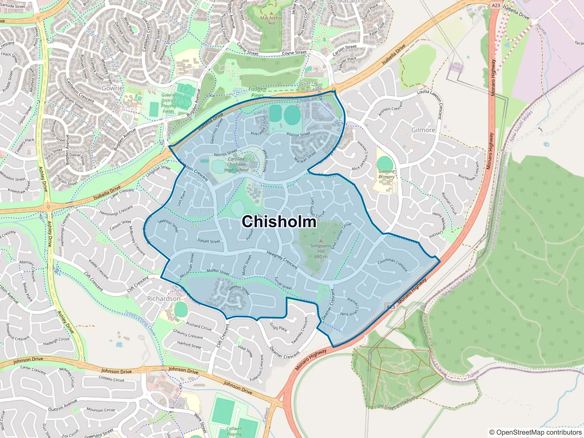 Map of Chisholm, ACT, Australia