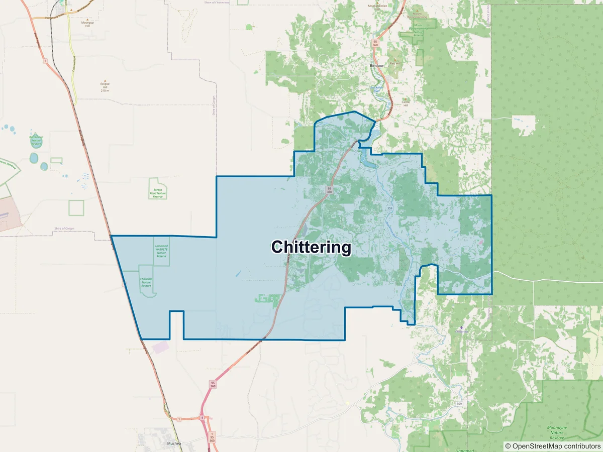 Map of Chittering, WA, Australia