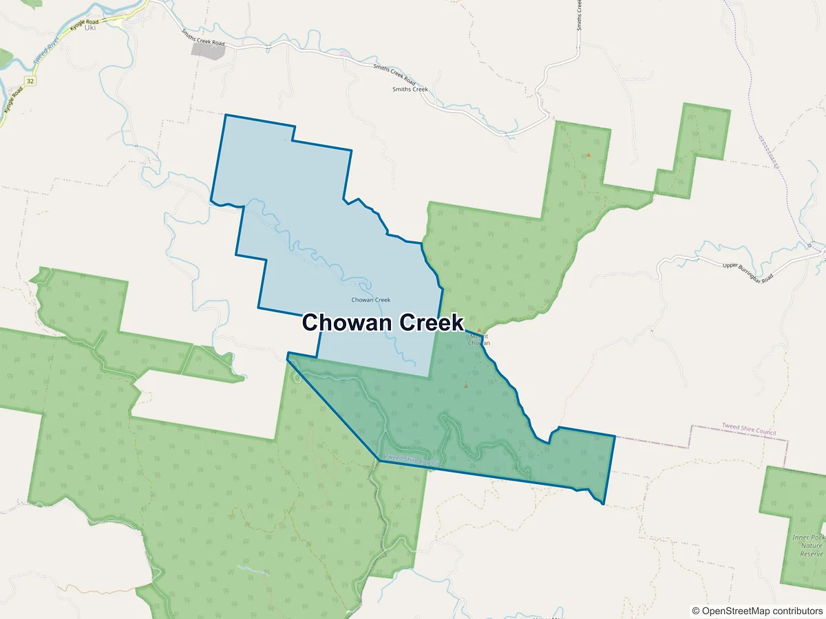 Map of Chowan Creek, NSW, Australia
