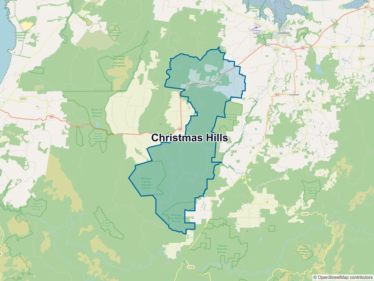Map of Christmas Hills, TAS, Australia