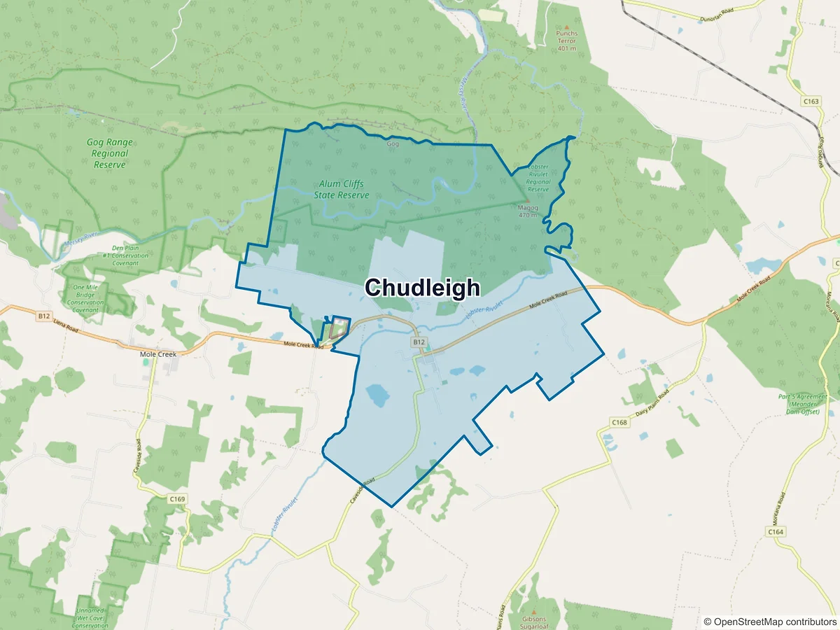 Map of Chudleigh, TAS, Australia
