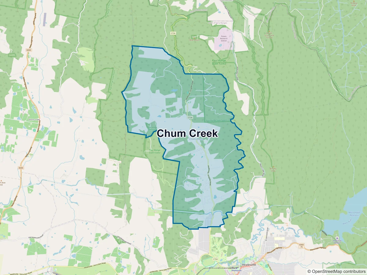 Map of Chum Creek, VIC, Australia