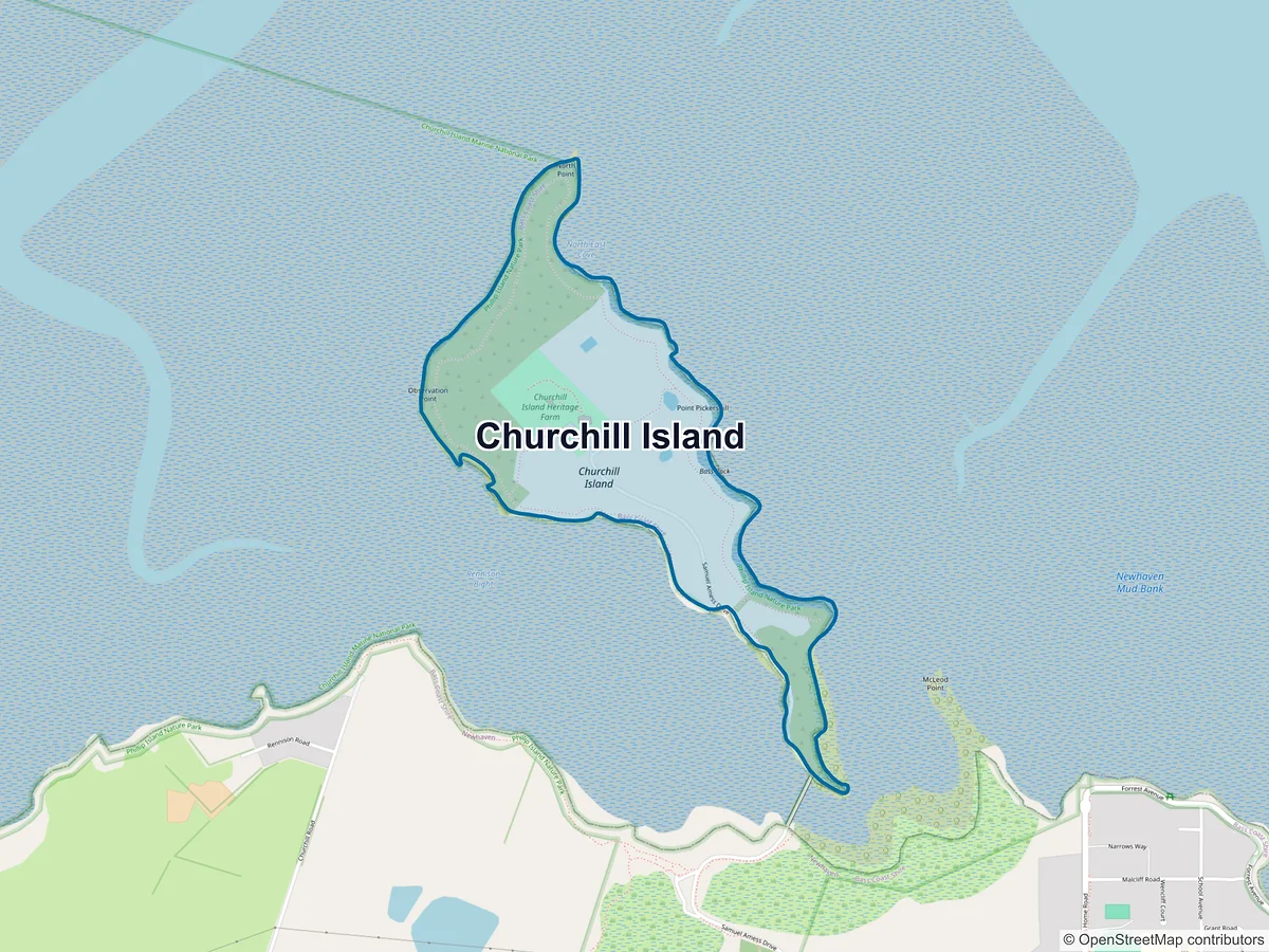 Map of Churchill Island, VIC, Australia
