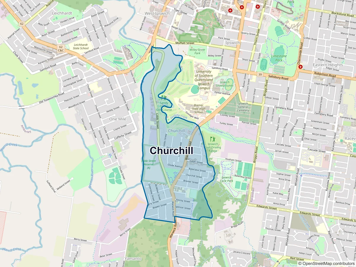 Map of Churchill, QLD, Australia