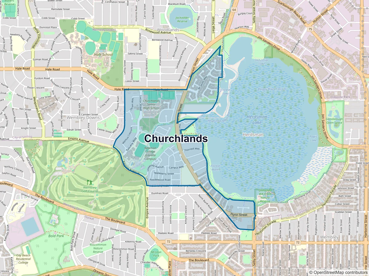 Map of Churchlands, WA, Australia
