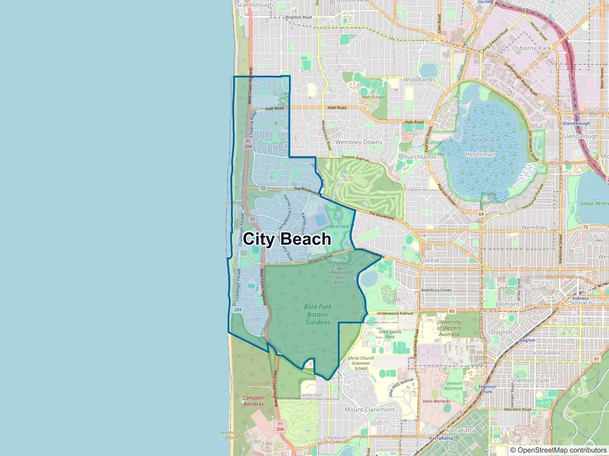 Map of City Beach, WA, Australia