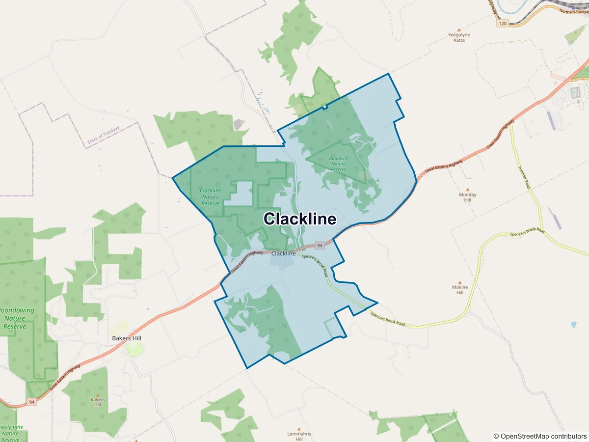Map of Clackline, WA, Australia