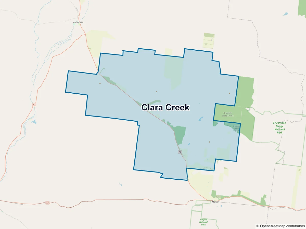 Map of Clara Creek, QLD, Australia