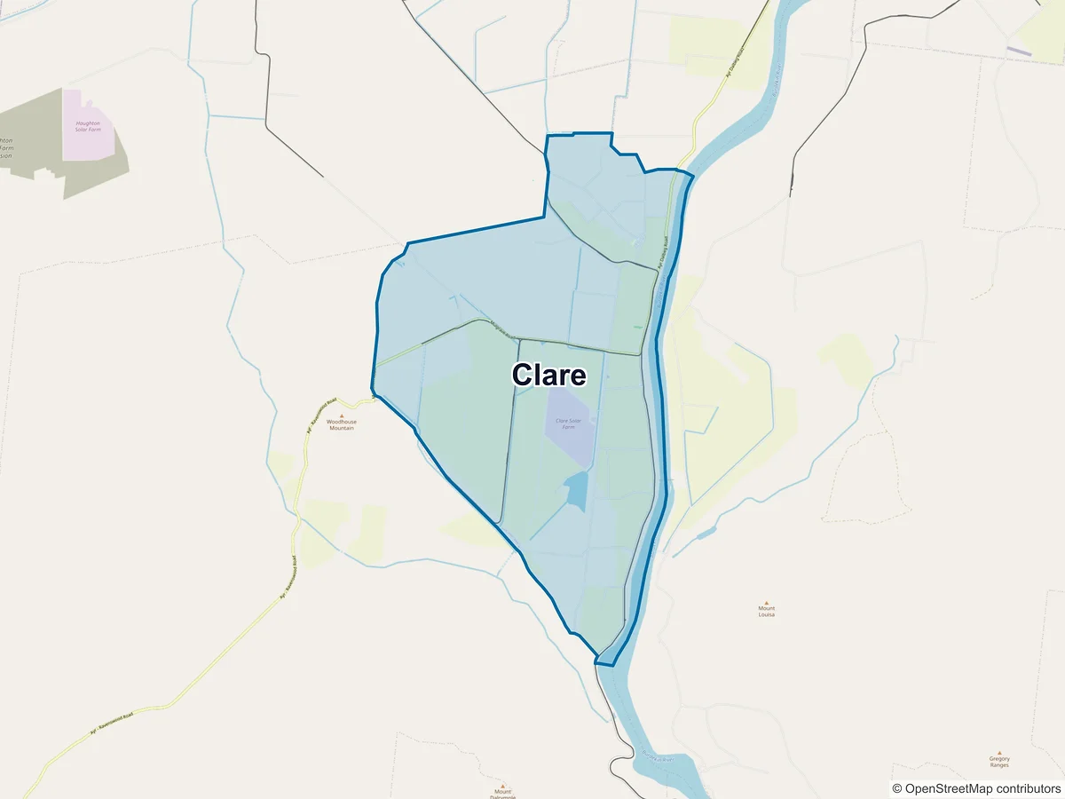 Map of Clare, QLD, Australia