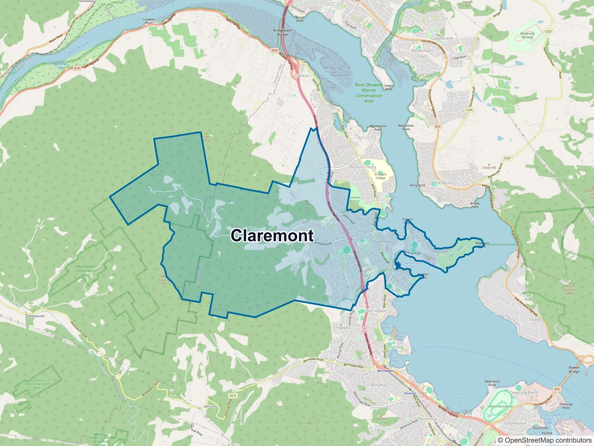 Map of Claremont, TAS, Australia