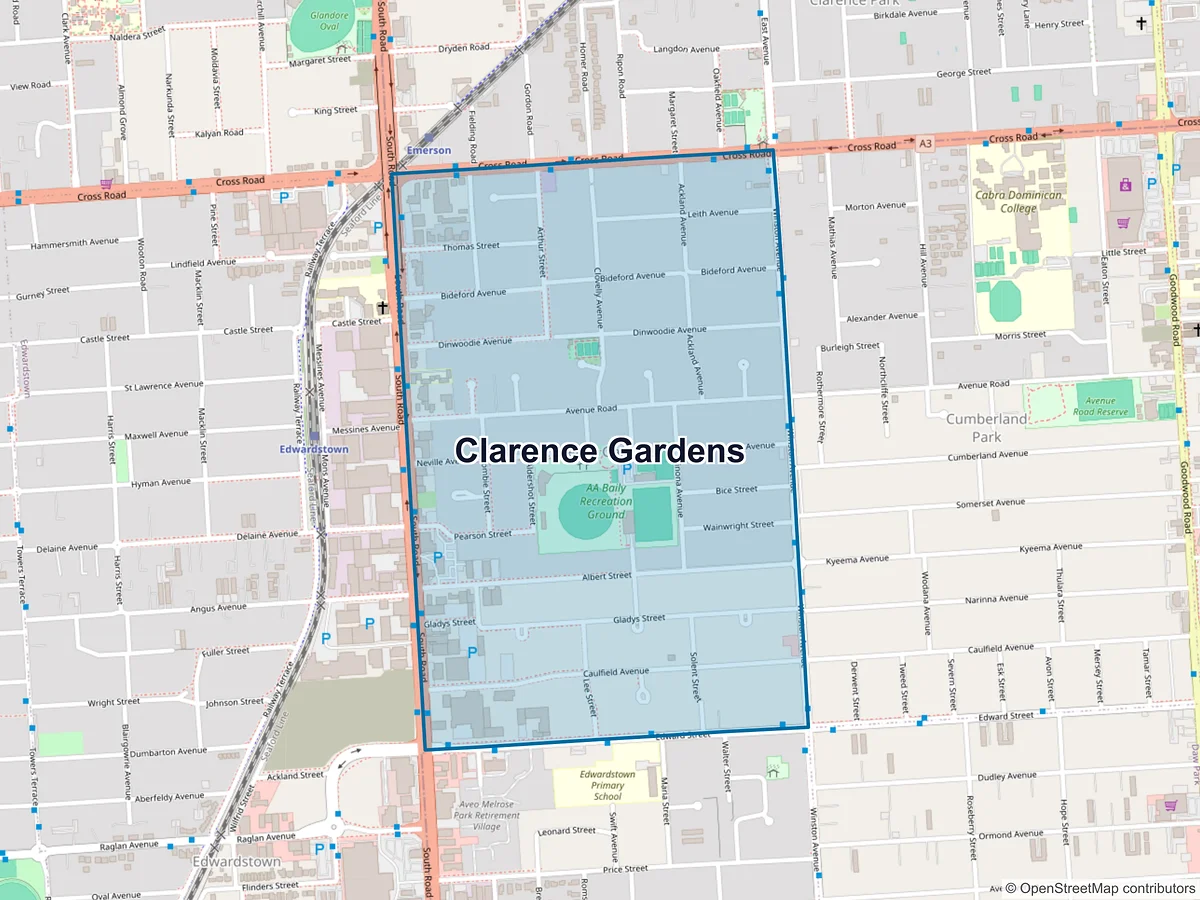 Map of Clarence Gardens, SA, Australia