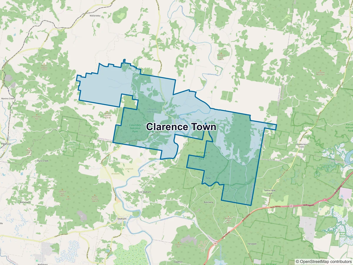 Map of Clarence Town, NSW, Australia