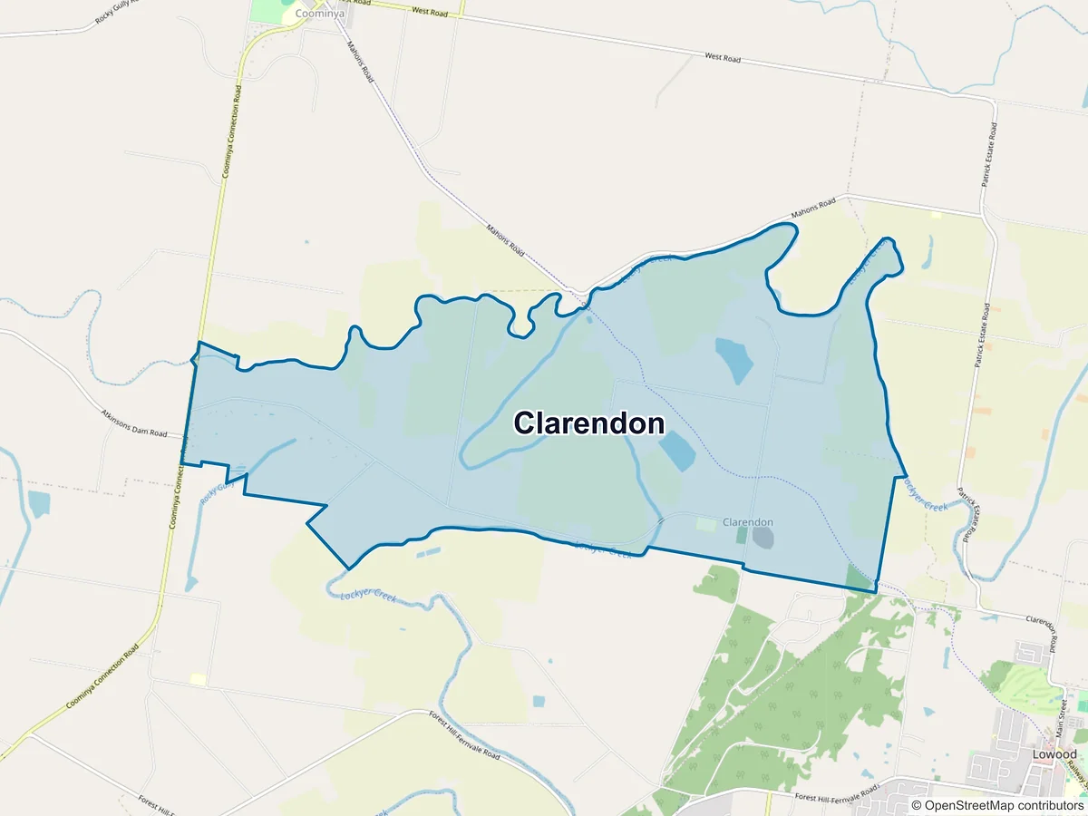 Map of Clarendon, QLD, Australia