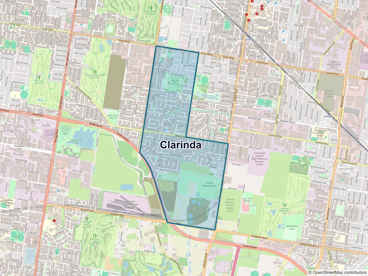 Map of Clarinda, VIC, Australia