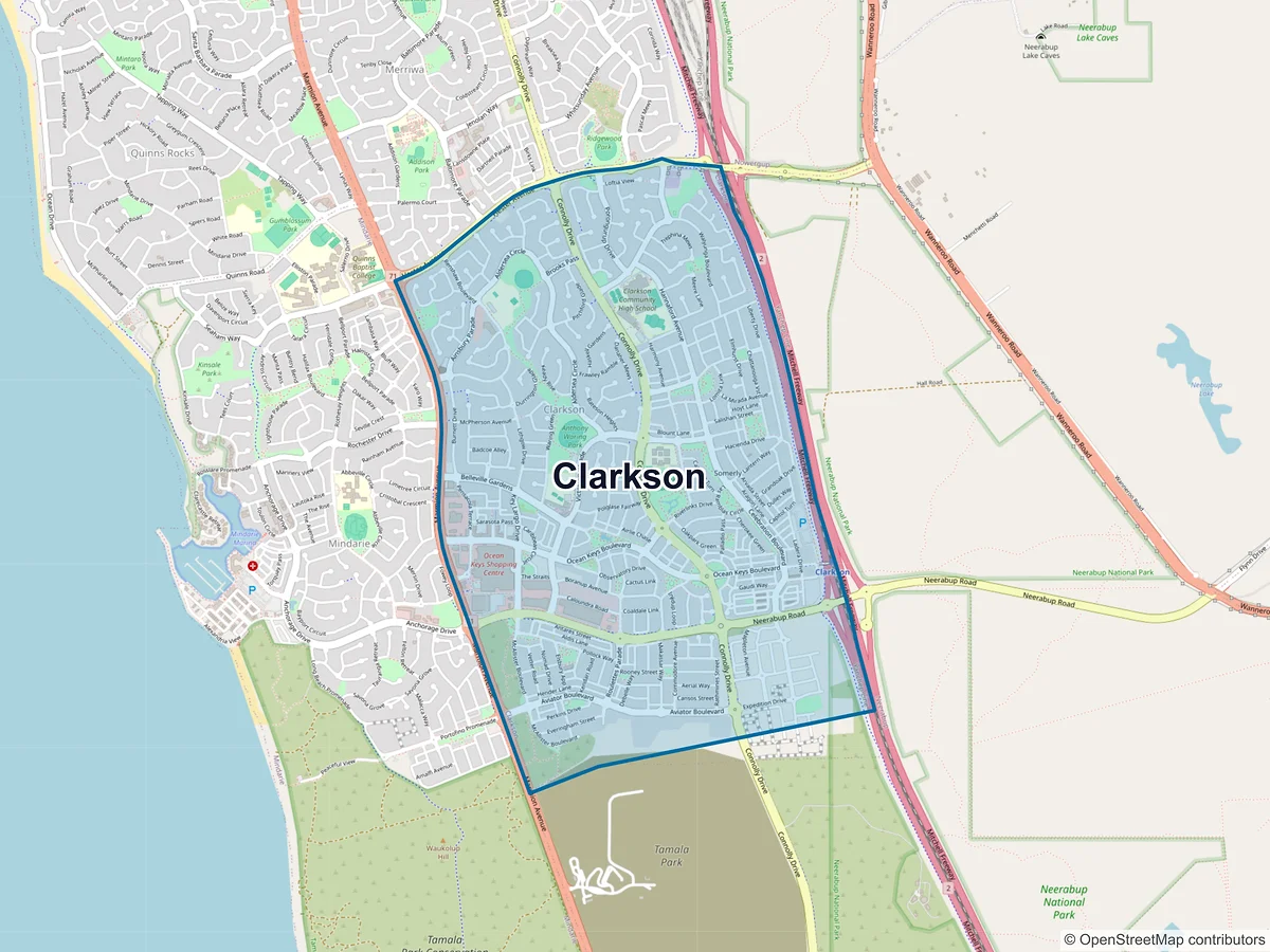 Map of Clarkson, WA, Australia