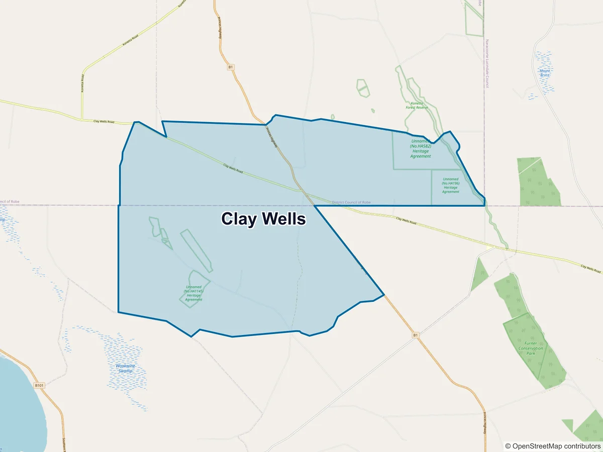 Map of Clay Wells, SA, Australia