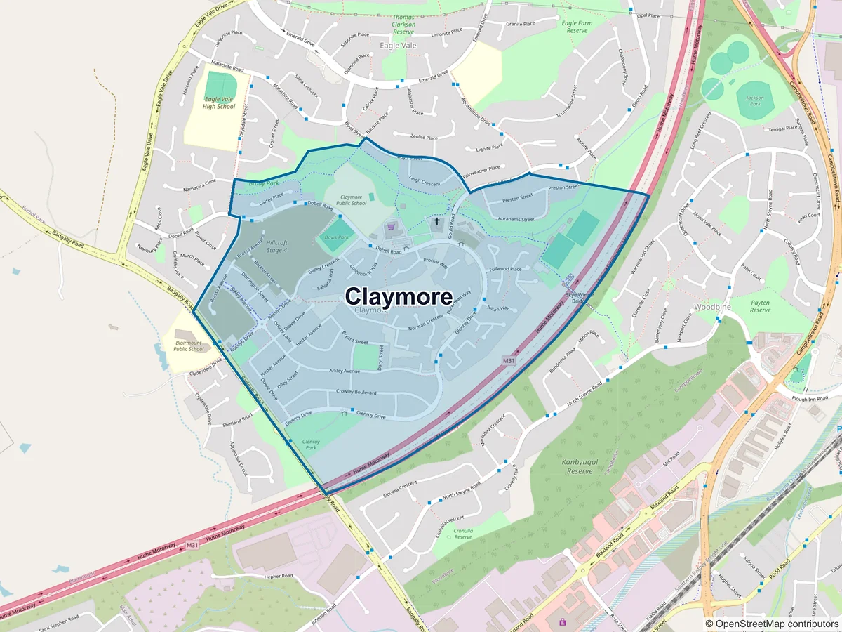 Map of Claymore, NSW, Australia