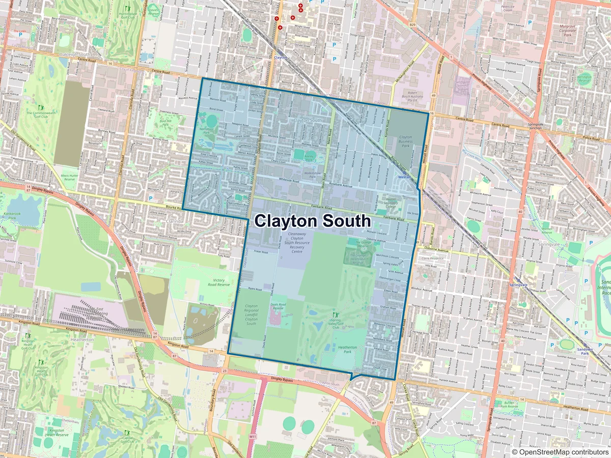 Map of Clayton South, VIC, Australia