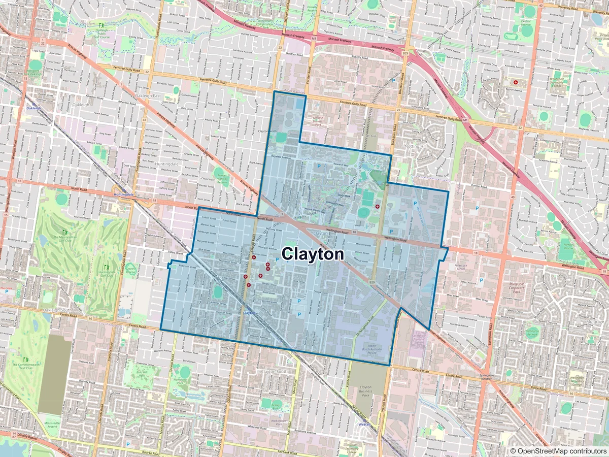 Map of Clayton, VIC, Australia