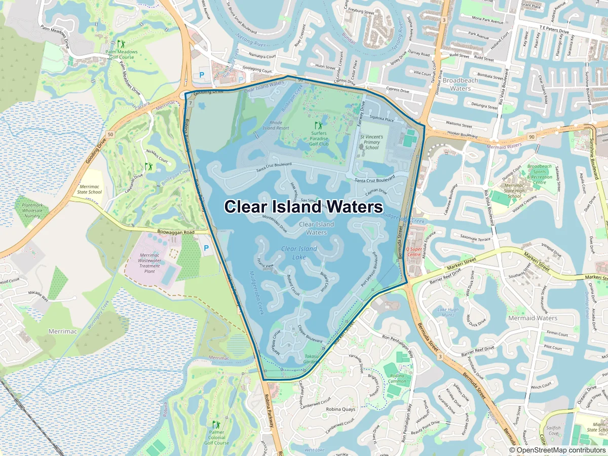 Map of Clear Island Waters, QLD, Australia