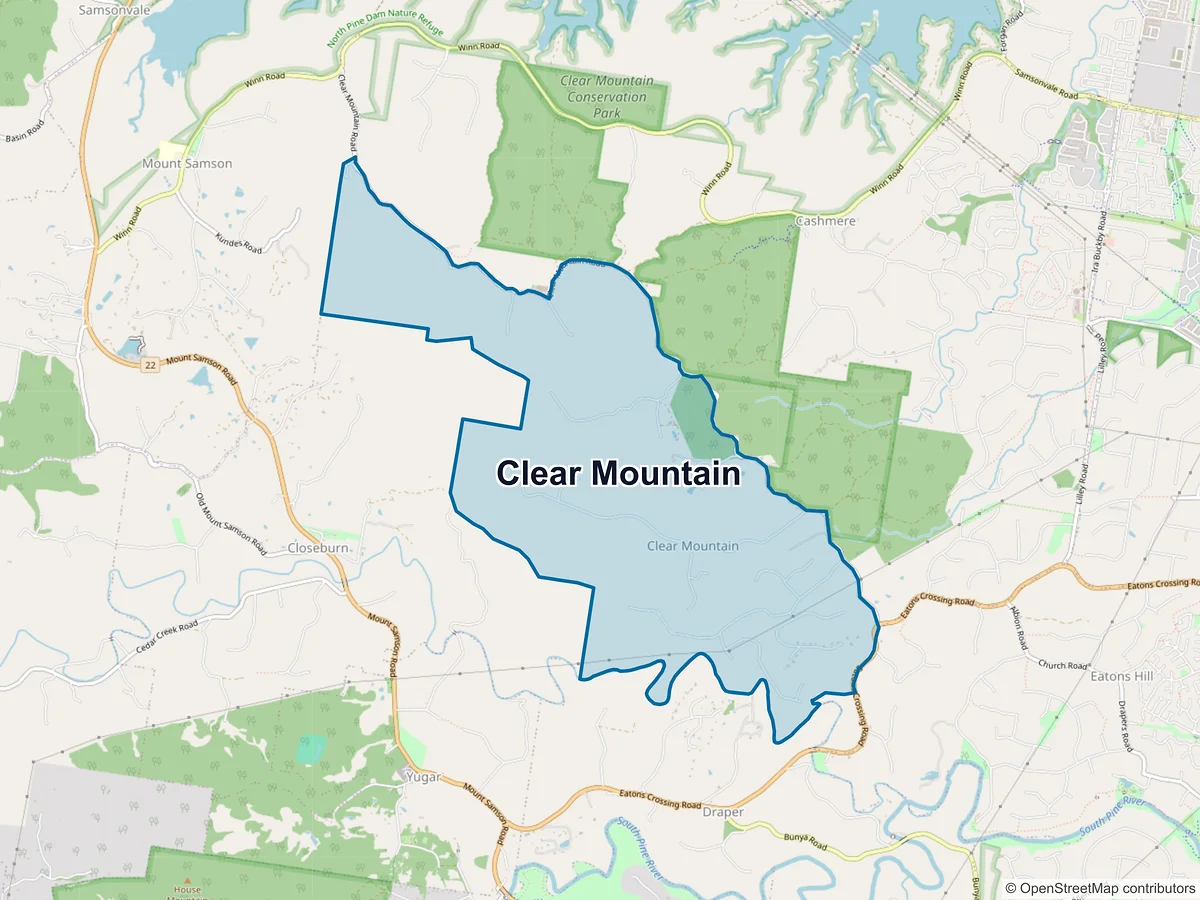 Map of Clear Mountain, QLD, Australia