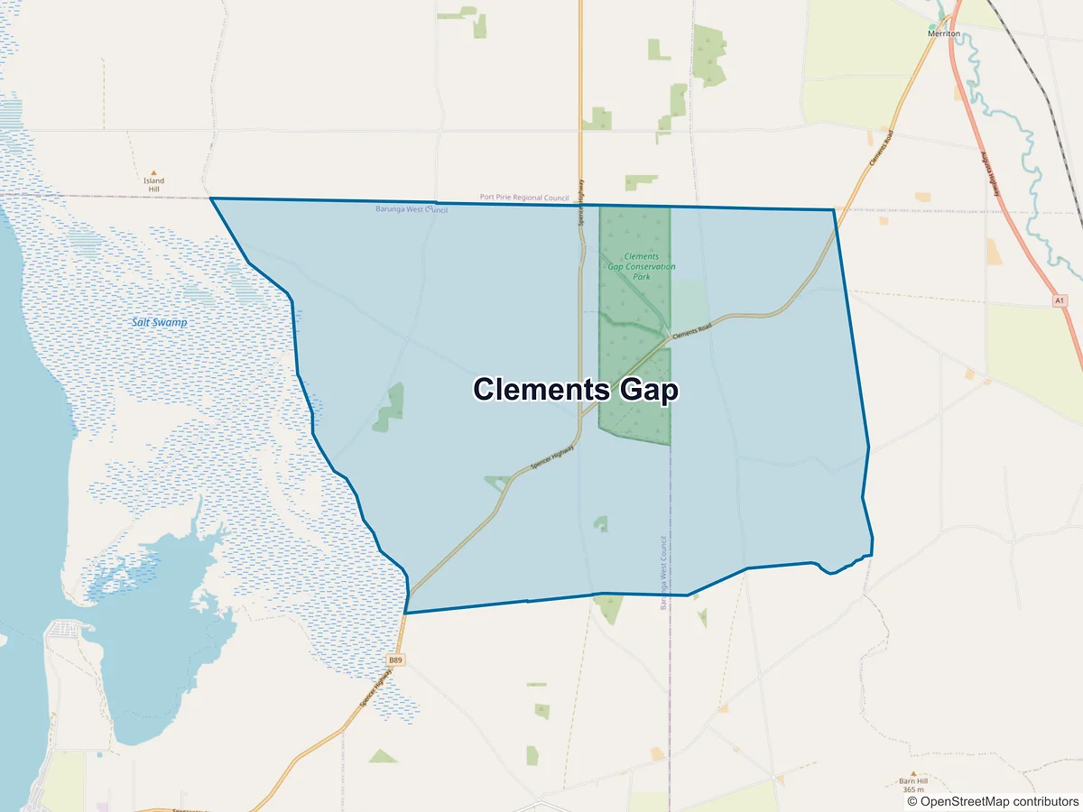 Map of Clements Gap, SA, Australia