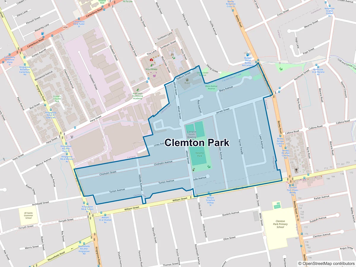 Map of Clemton Park, NSW, Australia