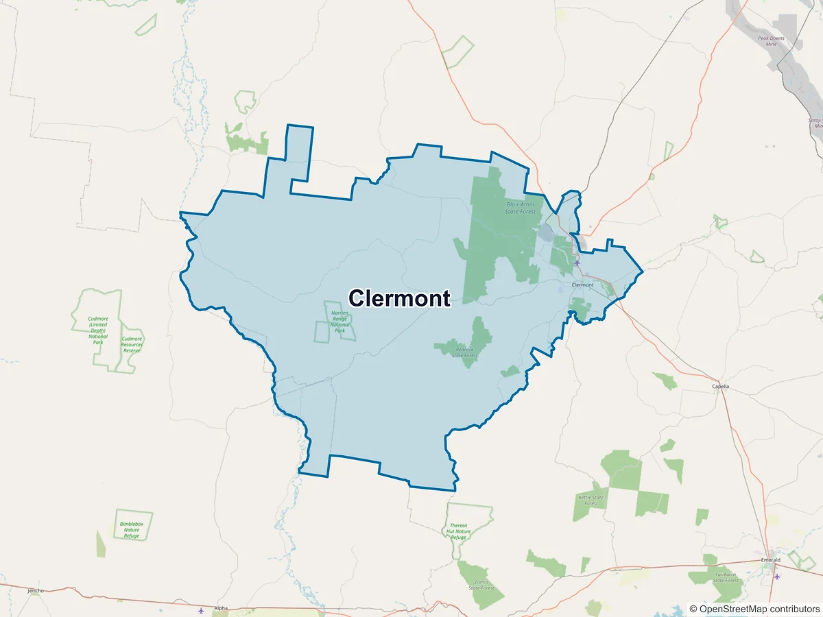 Map of Clermont, QLD, Australia