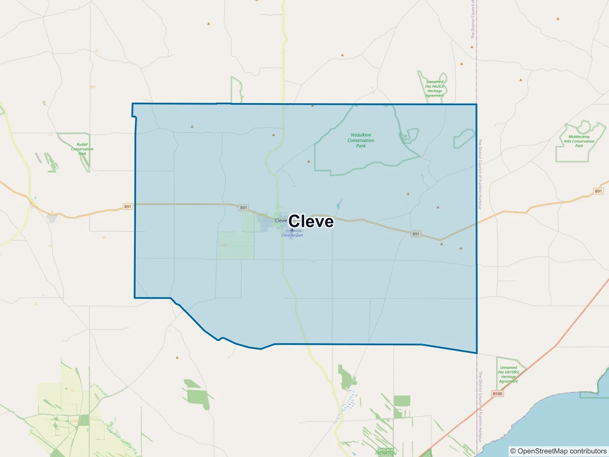 Map of Cleve, SA, Australia