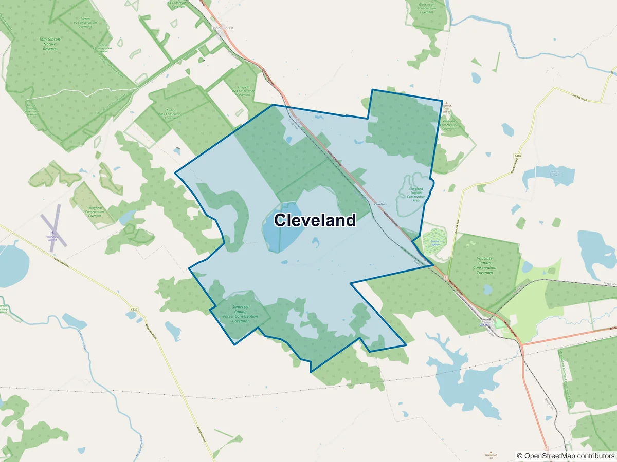 Map of Cleveland, TAS, Australia