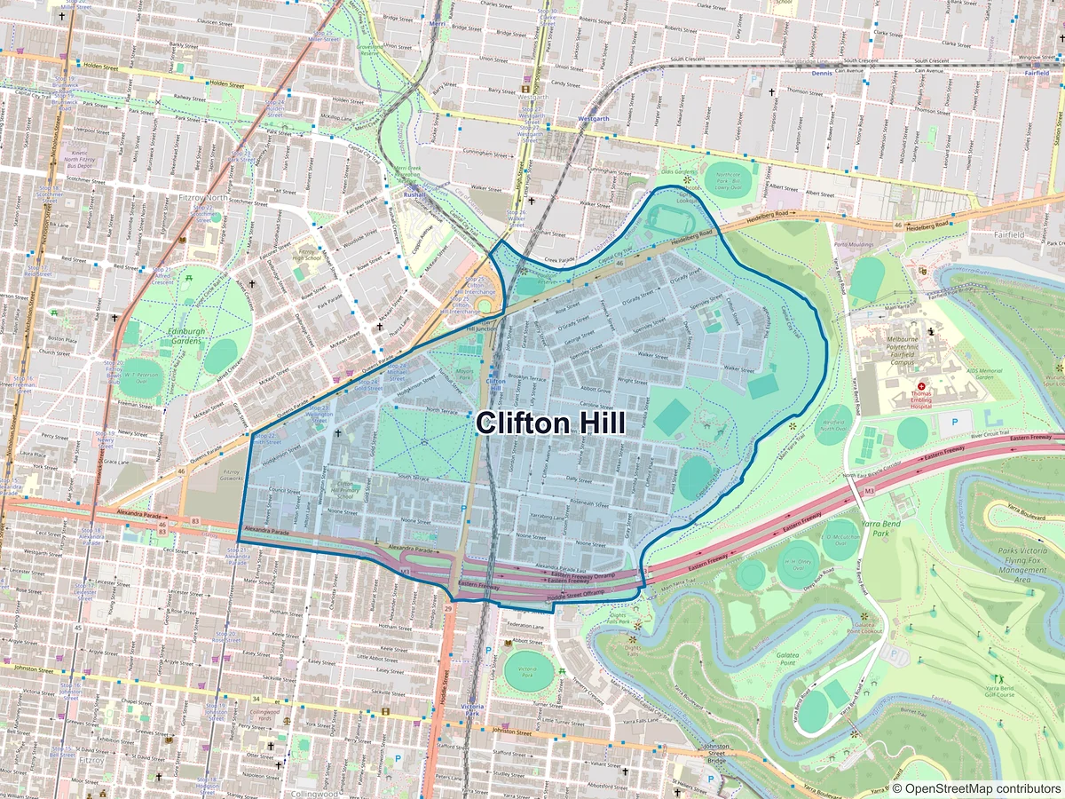 Map of Clifton Hill, VIC, Australia