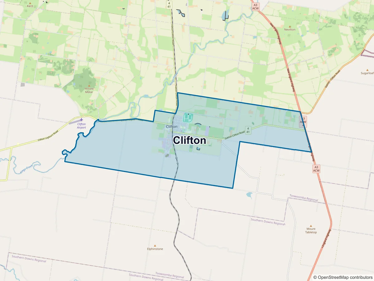Map of Clifton, QLD, Australia