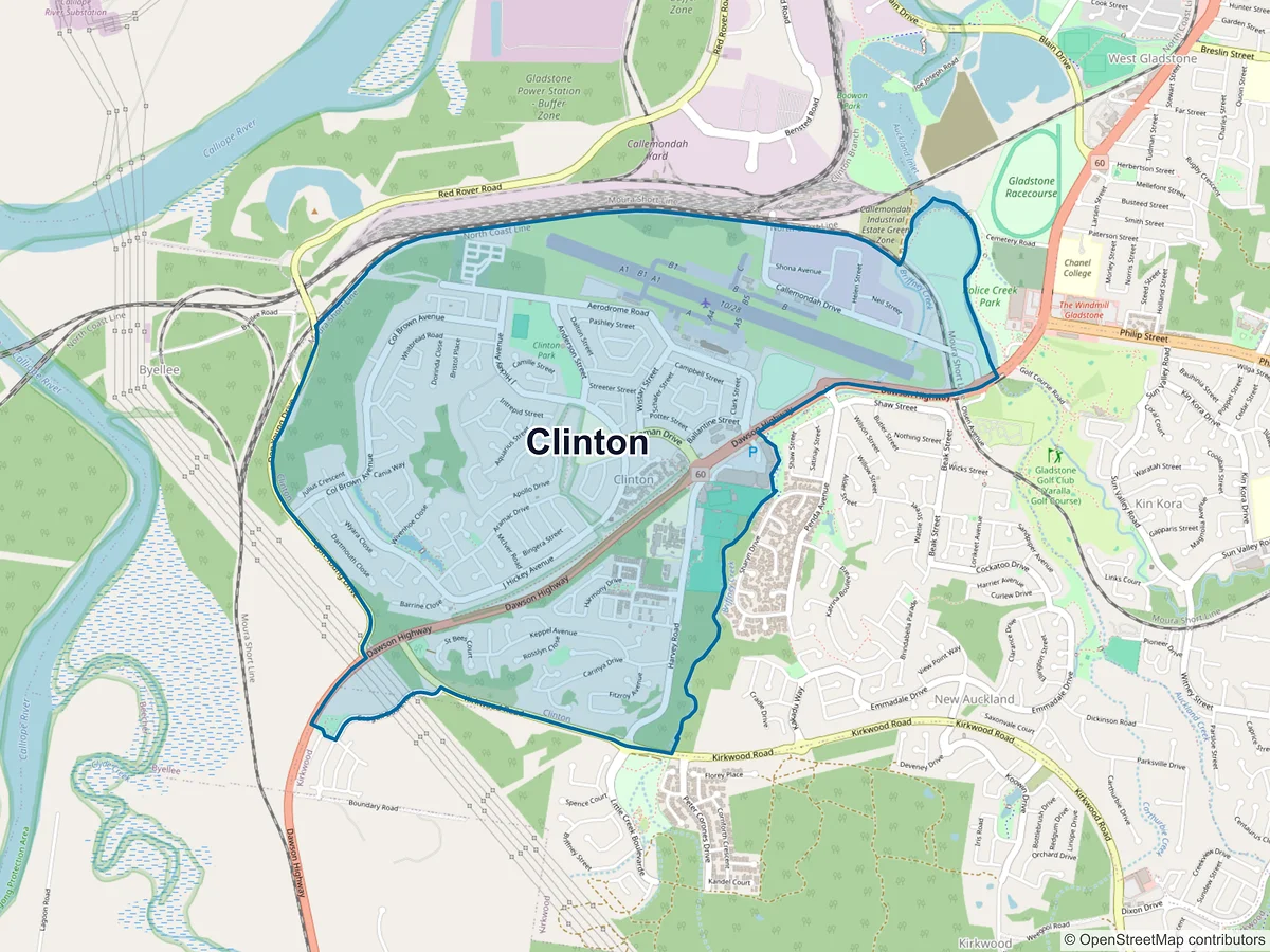 Map of Clinton, QLD, Australia