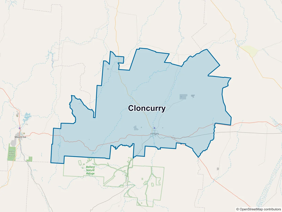 Map of Cloncurry, QLD, Australia