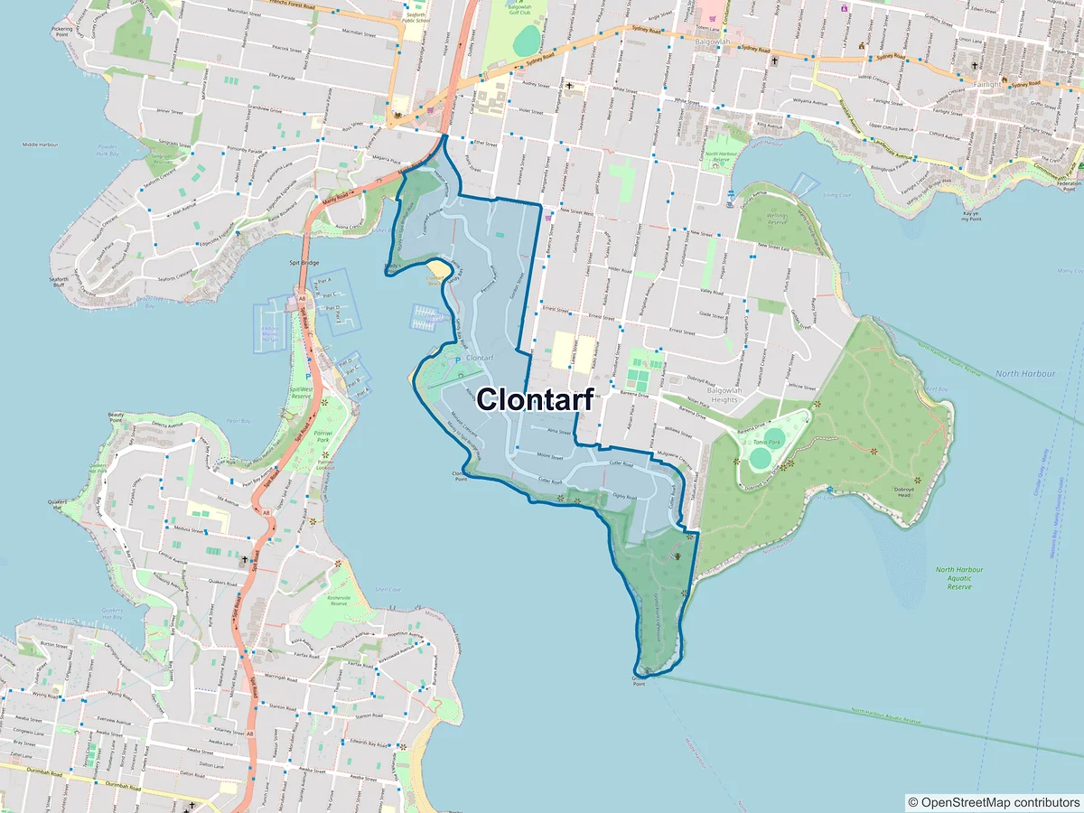 Map of Clontarf, NSW, Australia