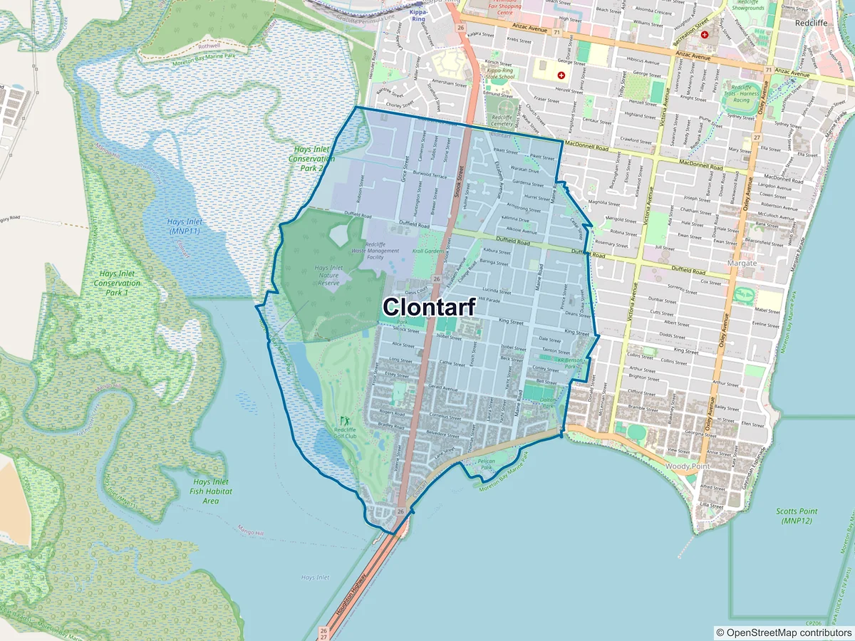 Map of Clontarf, QLD, Australia