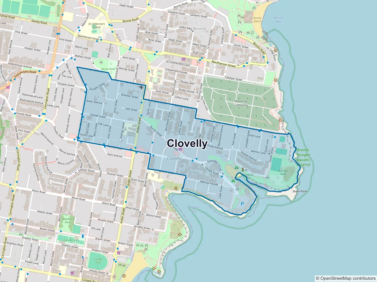 Map of Clovelly, NSW, Australia